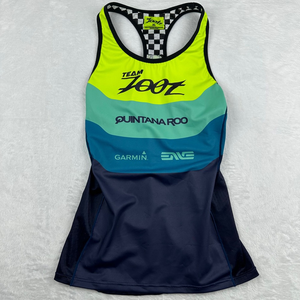 Team Zoot 20 Womens Triathlon Tank Top XL Racerback Cycling Running Multi-Color